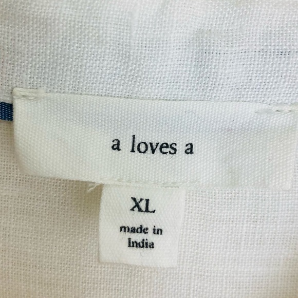 a loves a boxy roll sleeve linen shirt sleeve button up shirt in white. XL - Picture 3 of 7